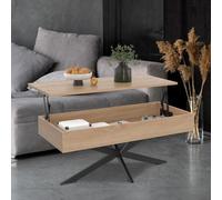 IDMarket - Table Basse Plateau relevable rectangulaire Alix 100 cm Pied araignée Bois et Noir