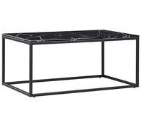 Table Basse Rectangulaire avec Plateau Effet Marbre Noir en MDF et Cadre en Métal Noir au Style Moderne et Glamour Beliani