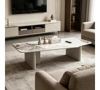 Table Basse Rectangulaire avec Plateau en Ardoise pour Salon, Table Basse Moderne Et Minimaliste en Ardoise Massive, pour Salle À Manger Ou Petit Appartement,White b 47.2 inch