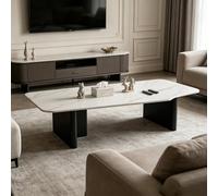 Table Basse Rectangulaire avec Plateau en Ardoise pour Salon, Table Basse Moderne Et Minimaliste en Ardoise Massive, pour Salle À Manger Ou Petit Appartement,White c 55.1 inch