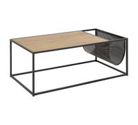 Table basse rectangulaire avec range magazine en MDF et métal - Beige et Noir