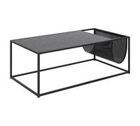 Table basse rectangulaire avec range magazine en MDF et métal - Noir