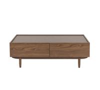 Table basse rectangulaire avec rangements 2 tiroirs finition bois foncé noyer L120 cm SANAA