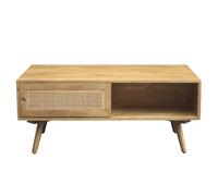 Table basse rectangulaire avec rangements en bois manguier massif et cannage rotin L100 cm ACANGE