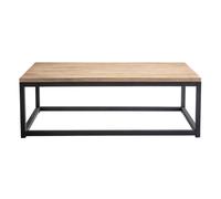 Table basse rectangulaire bois clair manguier massif et métal noir L120 cm FACTORY