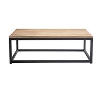 Table basse rectangulaire bois clair manguier massif et métal noir L120 cm FACTORY