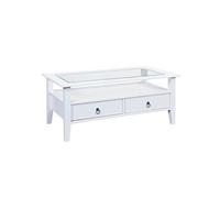 Table Basse Rectangulaire Bois Massif Vernis Blanc - NATUR -