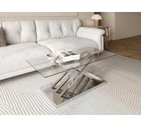 Table basse rectangulaire design avec pieds géométrique argentés NELLA