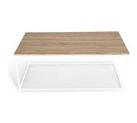IDMarket - Table basse rectangulaire Detroit 113 cm - Design industriel bois et métal blanc