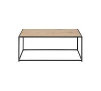 Table basse rectangulaire en MDF et métal - Noir et Beige