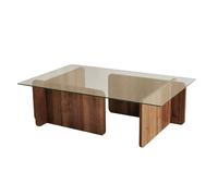 Toilinux Table basse Escape rectangulaire panneaux de particules et verre 105 x 65 cm Marron foncé