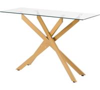 Table basse rectangulaire en verre avec plateau en verre et pieds croisés