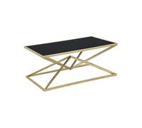 Mauro Ferretti Table basse Piramide rectangulaire en verre trempé et métal L110×60×H45 cm Noir et Or