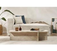 Table basse rectangulaire HARBOR, Panneaux mélaminés travertin, Style moderne sur pieds, 120x45x30 cm