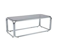 Table basse rectangulaire L110 cm en métal et verre trempé noir Lewis - Oviala