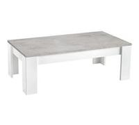 Table Basse Rectangulaire L126cm Laquée Blanc Brillant et Gris Marbré - DENAE - ALTOBUY Gris G