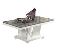 Table Basse Rectangulaire Laqué Blanc et Effet Bois Taupe - DENYS - ALTOBUY Blanc G