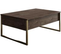 Table basse rectangulaire LUXE Walnut Gold 90x60x40 cm - Mélaminé et métal - Noyer et doré