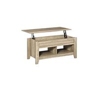 HOMCOM Table Basse Plateau relevable, Table de Salon avec étagères et Compartiment caché,105 x 50 x 49-62,5 cm pour Salon, Chambre, Aspect chêne Clair