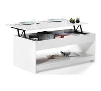IDMARKET Table basse rectangulaire plateau relevable SOA bois blanc