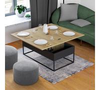 Table Basse Rectangulaire Relevable Convertible En Table À Manger Boston Design Industriel