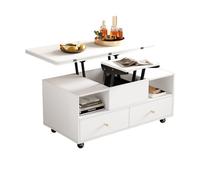 Table basse réglable en hauteur avec fonction pliante et 4 tiroirs,une grande et une petite table élévatrice hydraulique,blanc
