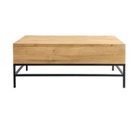 Table basse relevable industrielle bois manguier massif et métal noir L110 cm YPSTER