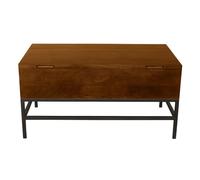 Table basse relevable industrielle bois manguier massif teinté et métal noir L90 cm YPSTER