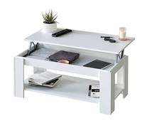 Table Basse relevable coloris blanc artic - 43 x 102 x 50 cm