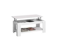 Table Basse relevable coloris blanc artic - Longueur1 02 cm x Hauteur 43-54 cm x Profondeur 50 cm