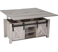 Table basse relevable de style fermier, 1000 mm, table centrale rustique avec porte coulissante et compartiment de rangement dissimulé, plateau relevable rectangulaire moderne pour salon, bureau, mais