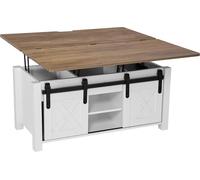 Table basse relevable de style fermier, 1000 mm, table centrale rustique avec porte coulissante et compartiment de rangement dissimulé, plateau relevable rectangulaire moderne pour salon, bureau, mais