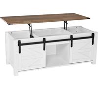 Table basse relevable de style fermier, 1200 mm, table centrale rustique avec porte coulissante et compartiment de rangement dissimulé, plateau relevable rectangulaire moderne pour salon, bureau, mais