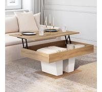 IDMarket Table basse relevable ELIAD Plateau rectangulaire Bois et blanc