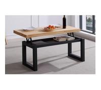 Table basse relevable en bois coloris chêne sauvage - pieds noir - Longueur 120 x profondeur 60 x hauteur 47 cm