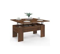 IDMarket - Table basse plateau relevable convertible TARA effet noyer | Rectangulaire, convertible en table à manger, 100 x 50/100 x 45/58,5 cm
