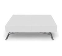 Table basse relevable et extensible blanc laqué Sunda L 120/155/190 x H 40/75 x P 80 cm Blanc G
