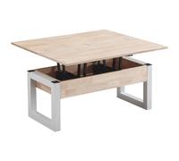 Table basse relevable et extensible coloris chêne nordique/Blanc - Longueur 110 x Profondeur 102 - 110 x Hauteur 51 cm