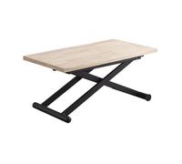 Table basse relevable extensible en bois et métal coloris chêne nordique/ noir