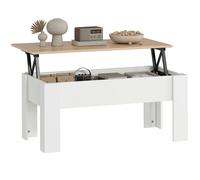 Table basse relevable - HOMCOM - compartiment caché - moderne - pour salon, bureau - panneau de particules - 100x50x45cm - blanc