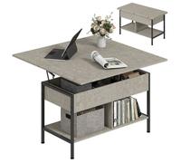 HOMCOM Table Basse Relevable et Extensible Plateau Pliant 98x49x55cm Gris