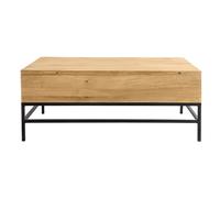Table basse relevable industrielle bois manguier massif et métal noir L110 cm YPSTER
