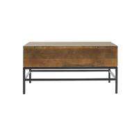 Table basse relevable industrielle bois manguier massif teinté et métal noir L90 cm YPSTER