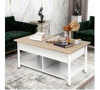 Table basse relevable-MENGDA-Table de salon en bois avec rangement-Compartiment intérieur-Moderne-Bois-Pour Salon,Bureau