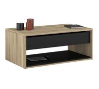 Table basse relevable - OSTARA - Rectangulaire - Chêne / Noir - Relevable - 110 x 65 x 45/67,2 cm