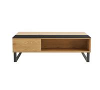 Table basse relevable rectangulaire bois clair et métal noir L110 cm WYNN