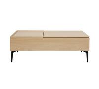 Table basse relevable rectangulaire bois clair finition chêne et métal noir L103 cm SEDA