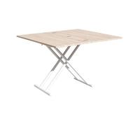 Table basse relevable rectangulaire extensible coloris chêne /pieds blanc - Longueur 100 x largeur 50-100 cm