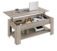 Table Basse Relevable Yaheetech - Gris - Industrielle - 120 x 59 x 49,5 cm - MDF, Métal