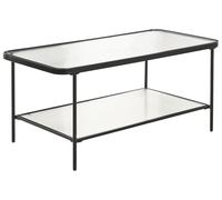 Table Basse Rétro Rectangulaire en Verre Trempé Cannelé Cadre en Fer et Etagère